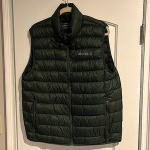 Mens Eddie Bauer Down Vest Avocado Green Large